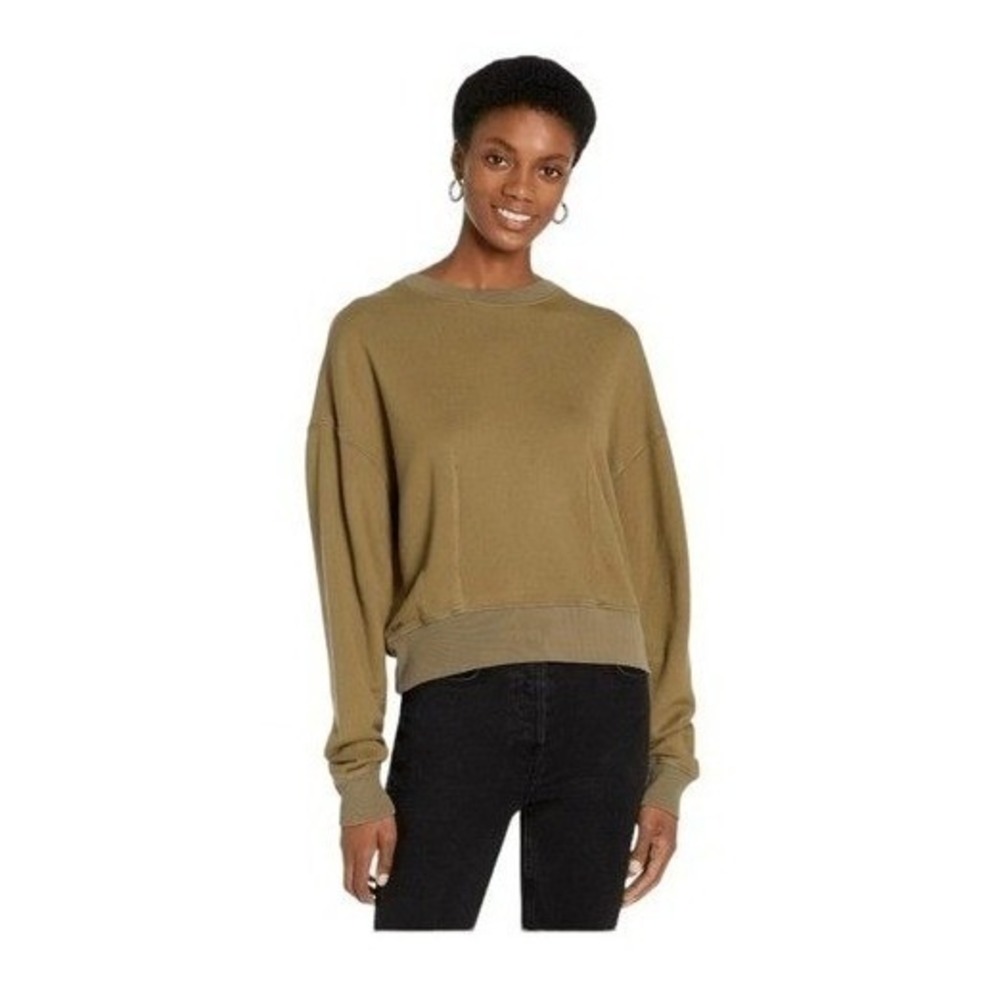 n:PHILANTHROPY Sela Sweatshirt Martini Olive Green French Terry Crewneck M